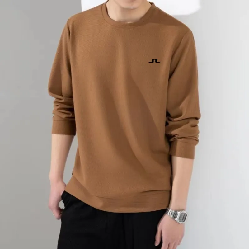 Top Trends: High Quality Waffle Fabric Round Neck T Shirts Long Sleeved 2024 Spring Autumn Casual All-match T-shirt Fashion Men Clothing Shoppable Styles