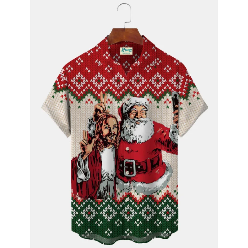 Top Trends: Christmas Shirt For Men Short Sleeve Shirt 3d Christmas Harajuku Print Tops For Men Fashion Shirts And Blouses Oversized Clothes Shoppable Styles