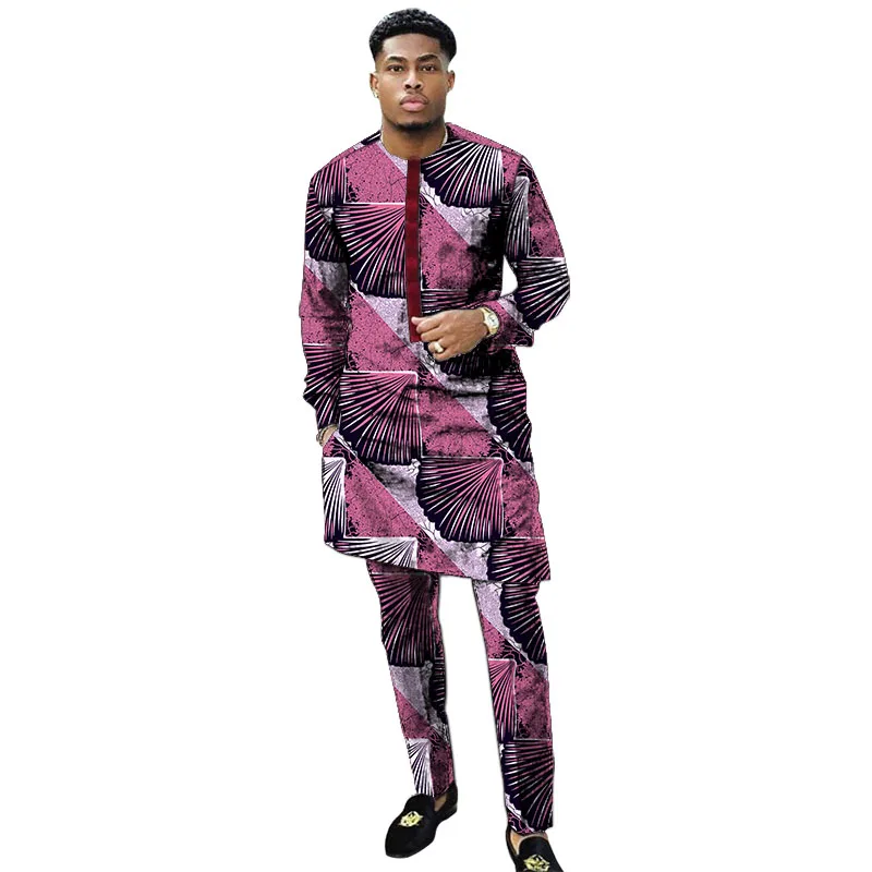 Top Trends: Nigerian Print Men Clothes Set Dashiki Shirts With Trousers Male Pant Suits Traditional Style African Pattern Wedding Wear Shoppable Styles