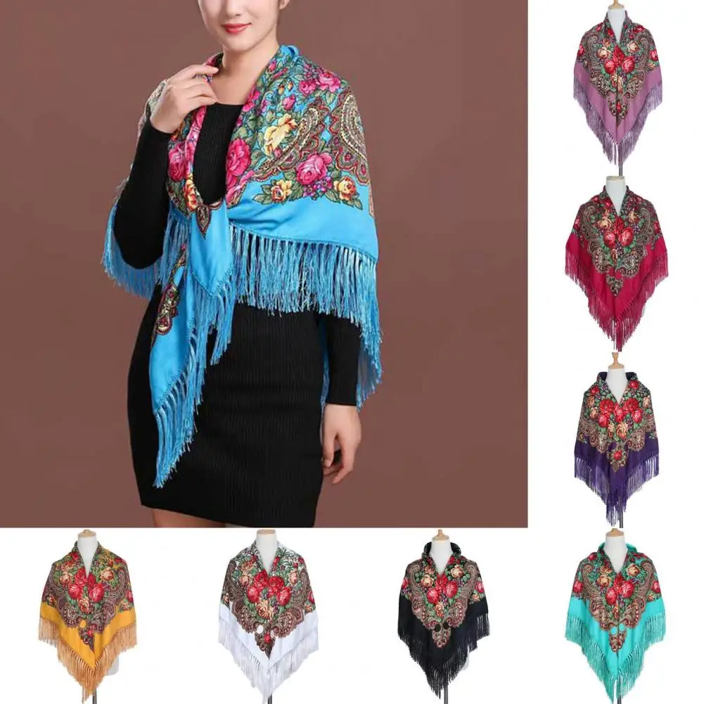 Top Trends: Russian Scarf Ukrainian Shawls Wedding Party Handkerchief Fringed Manila Spanish Big Women Ethnic Style Head Wrap Flowers Duster Shoppable Styles