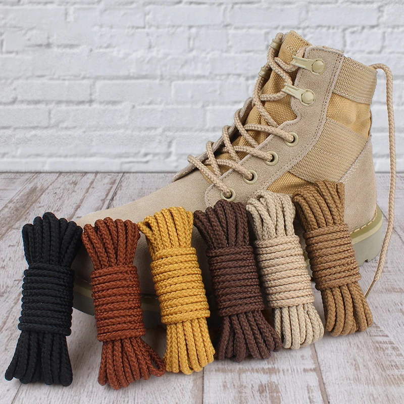 Top Trends: 1 Pair Round Shoe Laces For Martin Shoes Sneakers Shoelaces Solid Boots Shoelace Solid Weaving Wear-resistant Shoestring Shoppable Styles