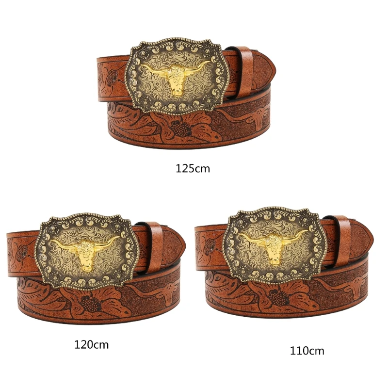 Top Trends: Longhorn Bull Belt Buckle Belt Vintage Western Belt Cowboy Belts For Men Western With Big Buckle Leather Belt Jeans Belt Shoppable Styles