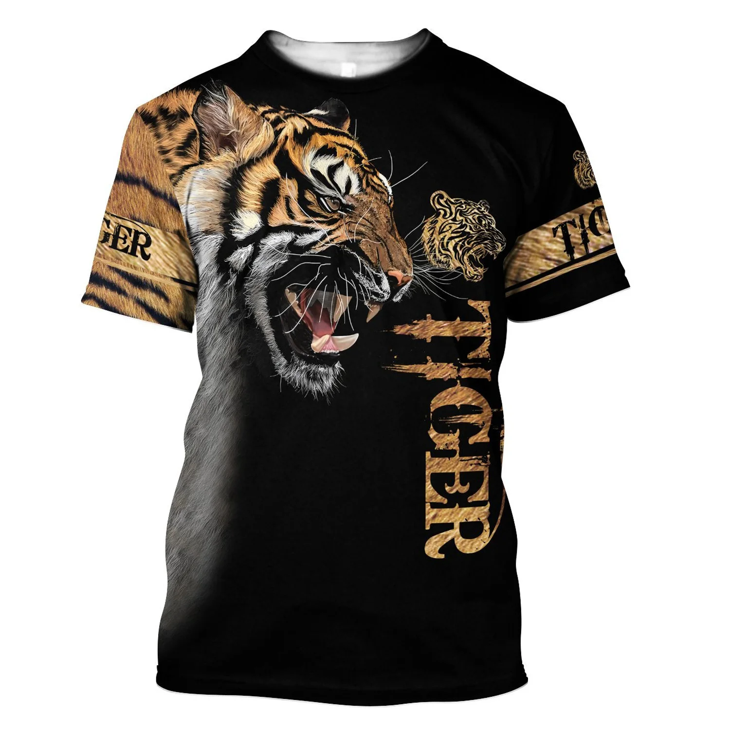 Top Trends: 3D Tiger Print T Shirt For Men Boutique Animal Graphic T-Shirts Summer Trend Harajuku Oversized Short Sleeve Leisure O-neck Tops Shoppable Styles - Image 4