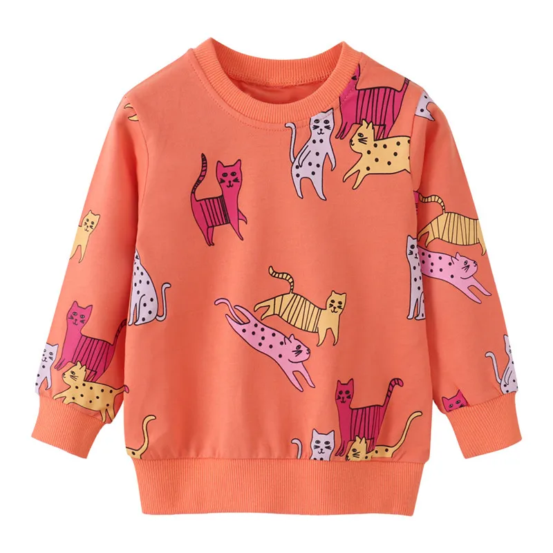 Top Trends: Jumping Meters New Arrival Cartoon Cats Print Hot Selling Girls Sweatshirts Boys Clothes Autumn Spring Fashion Toddler Shirts Shoppable Styles