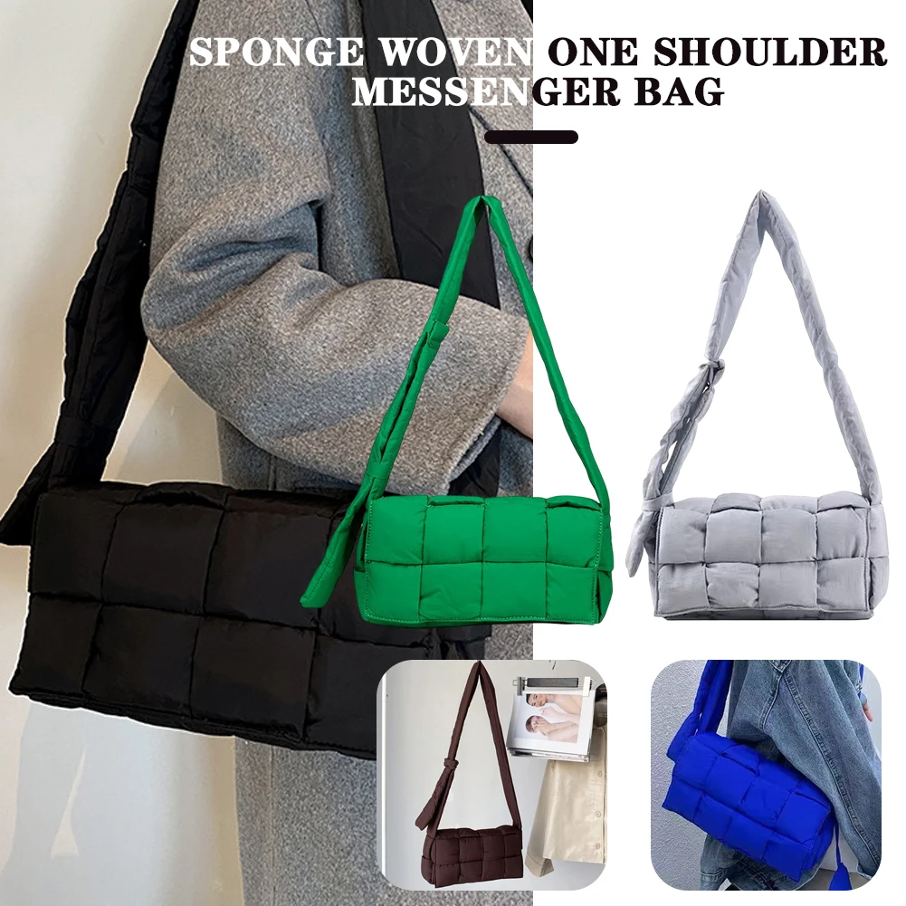 Top Trends: Woven Cushion Bag Woman Wide Strap Messenger Bag Puffer Bags Padded Cassette Bag حقيبة السرج Cassette-Style Handbag Soft Wallet Shoppable Styles