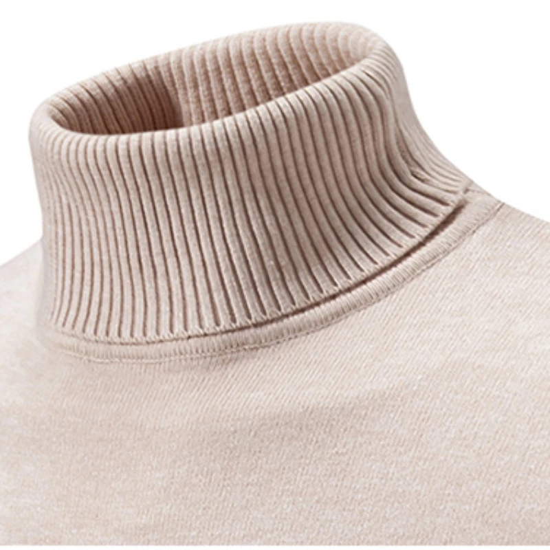 Top Trends: Men's New Warm High Neck Solid Elastic Knit Bottom Pullover Sweater Men Harajuku Sweaters Shoppable Styles - Image 6