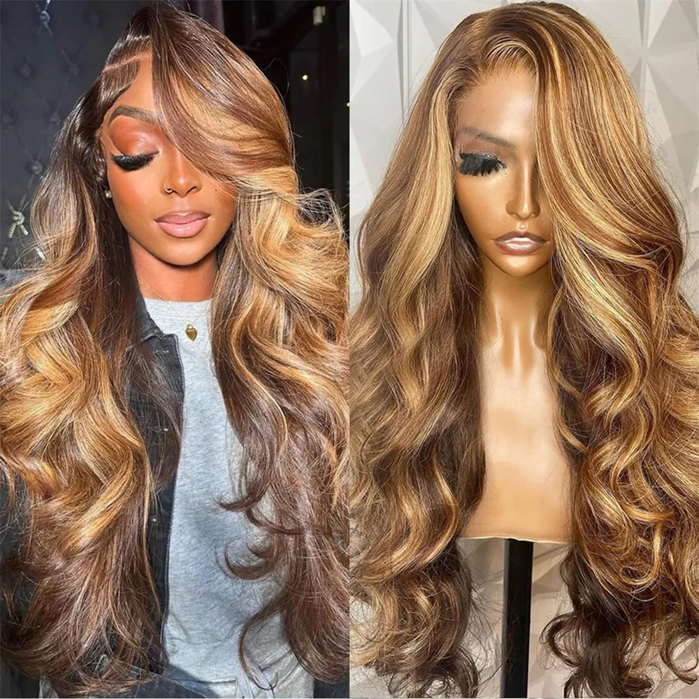 Top Trends: P4 / 27 Body Wave Ombre Highlight 13x6 Lace Front Wig Loose Wave 32 Inch Highlight 13x4 Lace Frontal Wig Human Hair Wigs For Women Shoppable Styles