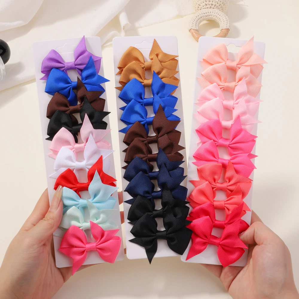 Top Trends: 10PCS / Set Solid Grosgrain Ribbon Hair Bows With Clips Girls Small Bow For Children Headwear DIY Kids Baby Hair Accessories Shoppable Styles - Image 3