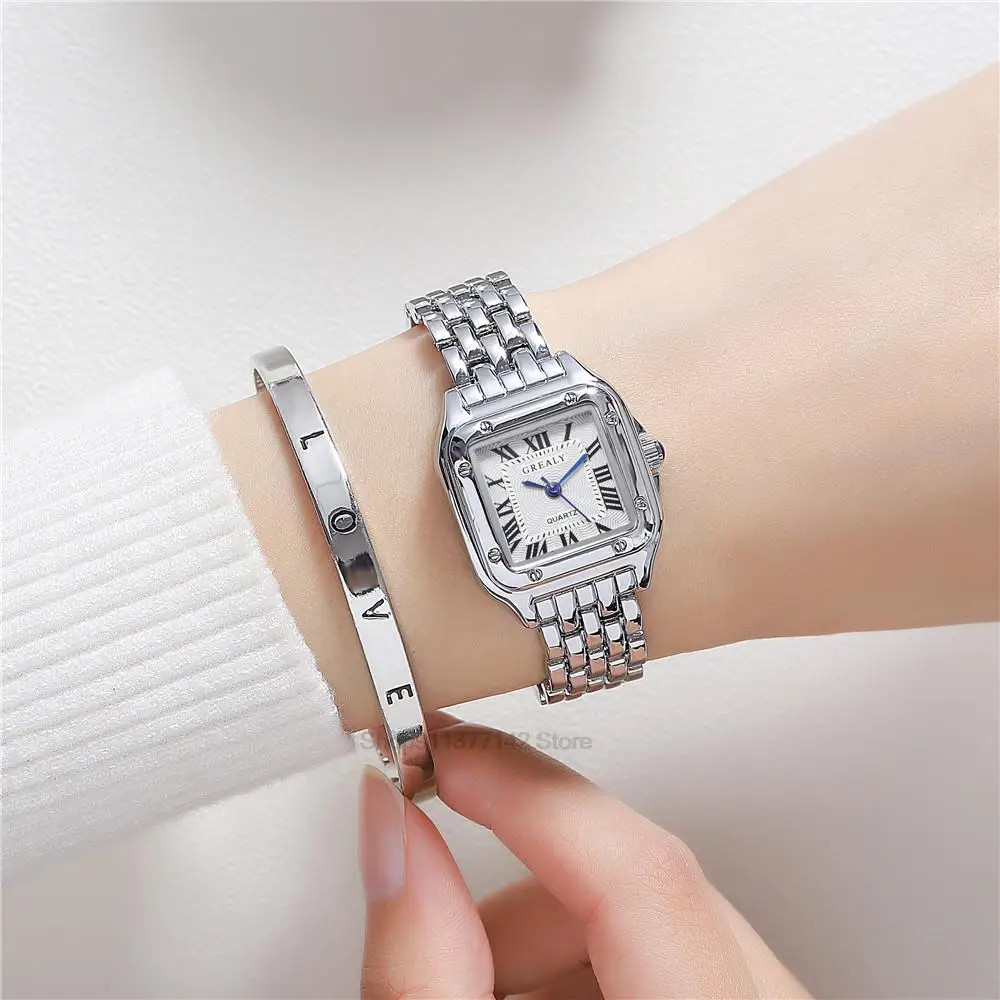 Top Trends: 2023 Luxury Women&#039;s Fashion Square Watches Gold Alloy Strap Ladies Quartz Wristwatches Qualities Female Roman Scale Clock Shoppable Styles