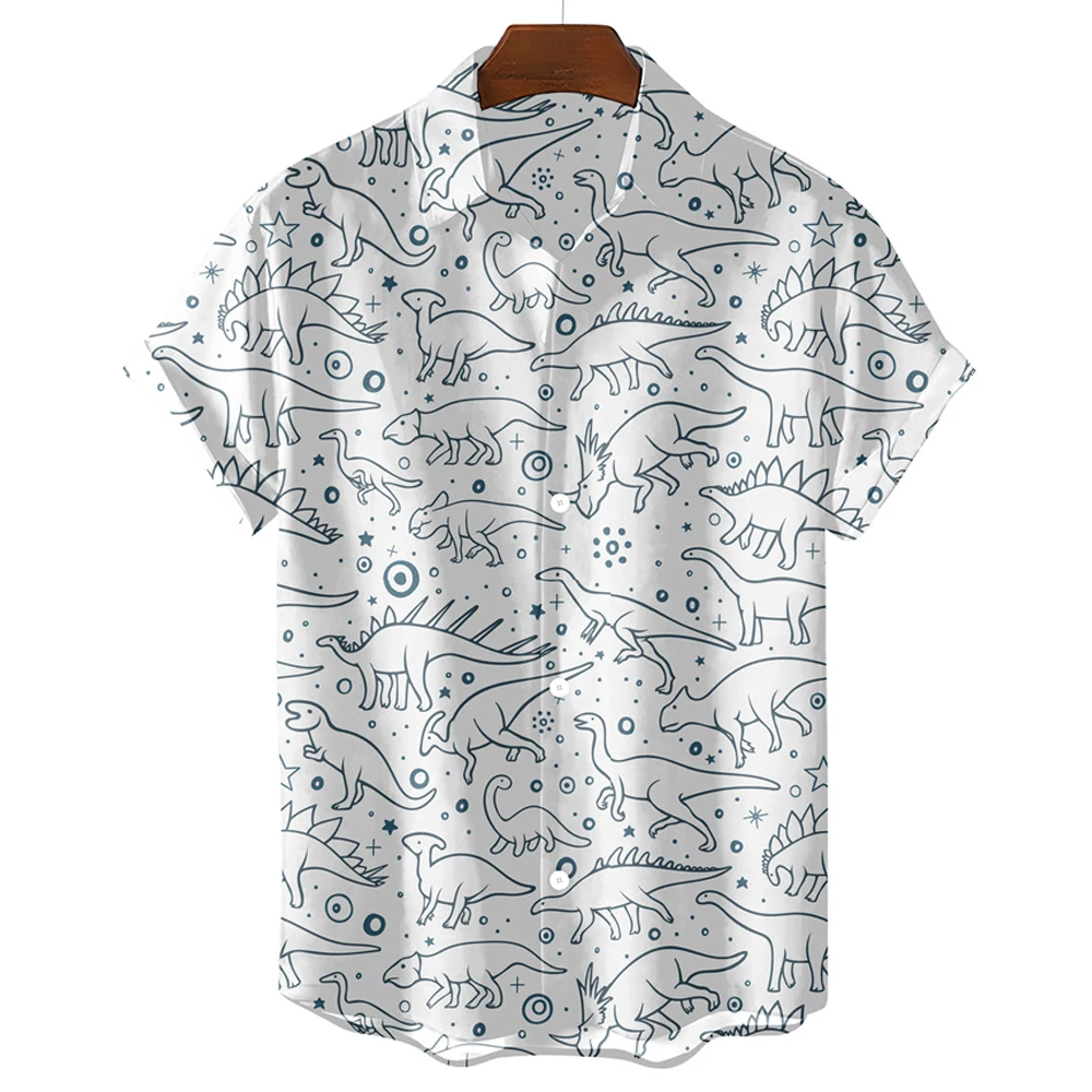 Top Trends: Men's Hawaiian Luxury Shirt Cute Cartoon Dinosaur Animals Print Oversized Casual Top Clothing Short Sleeve Blouse Y2k Harajuku Shoppable Styles