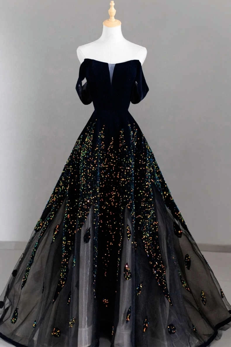 Top Trends: Black Senior Evening Dresses Sequin Strapless Off The Shoulder Temperament Luxury Floor Length Shinny Formal Party Ball Gowns Shoppable Styles