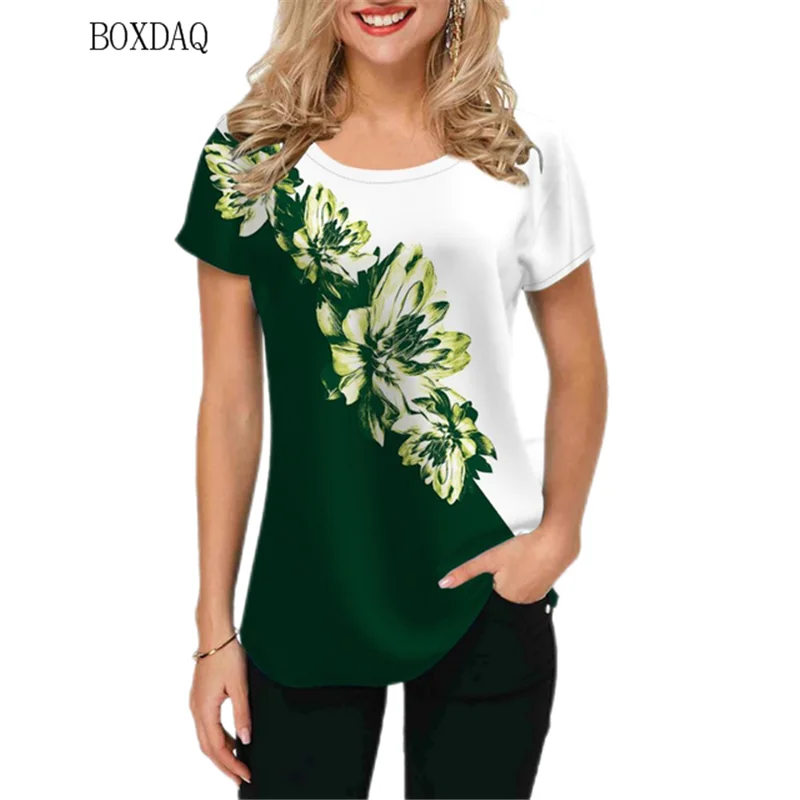 Top Trends: Women Floral T-shirts Streetwear Short Sleeve 3d Flower Printed Ladies T Shirt Summer Loose Casual Female Basic Tops Tee Shoppable Styles - Image 2