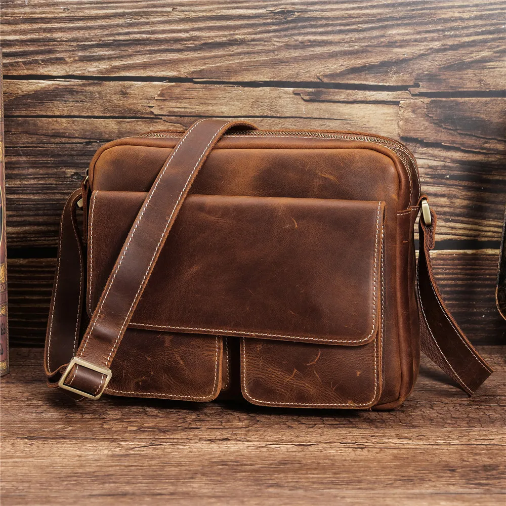 Top Trends: Shoulder Bag For Men Leather Vintage Crossbody Messenger Bag Business Office Hand Bag Sling Tote Bag Transverse For Male Shoppable Styles