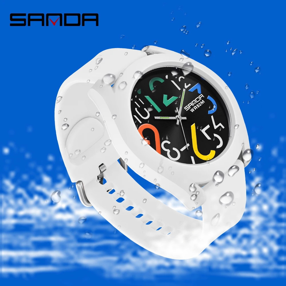 Top Trends: Sanda Men&#039;S Watch Silicone Strap Waterproof Watch Creative Simple Girls &#039;Watch 2023 New Fashion White Casual Quartz Clock 9021 Shoppable Styles