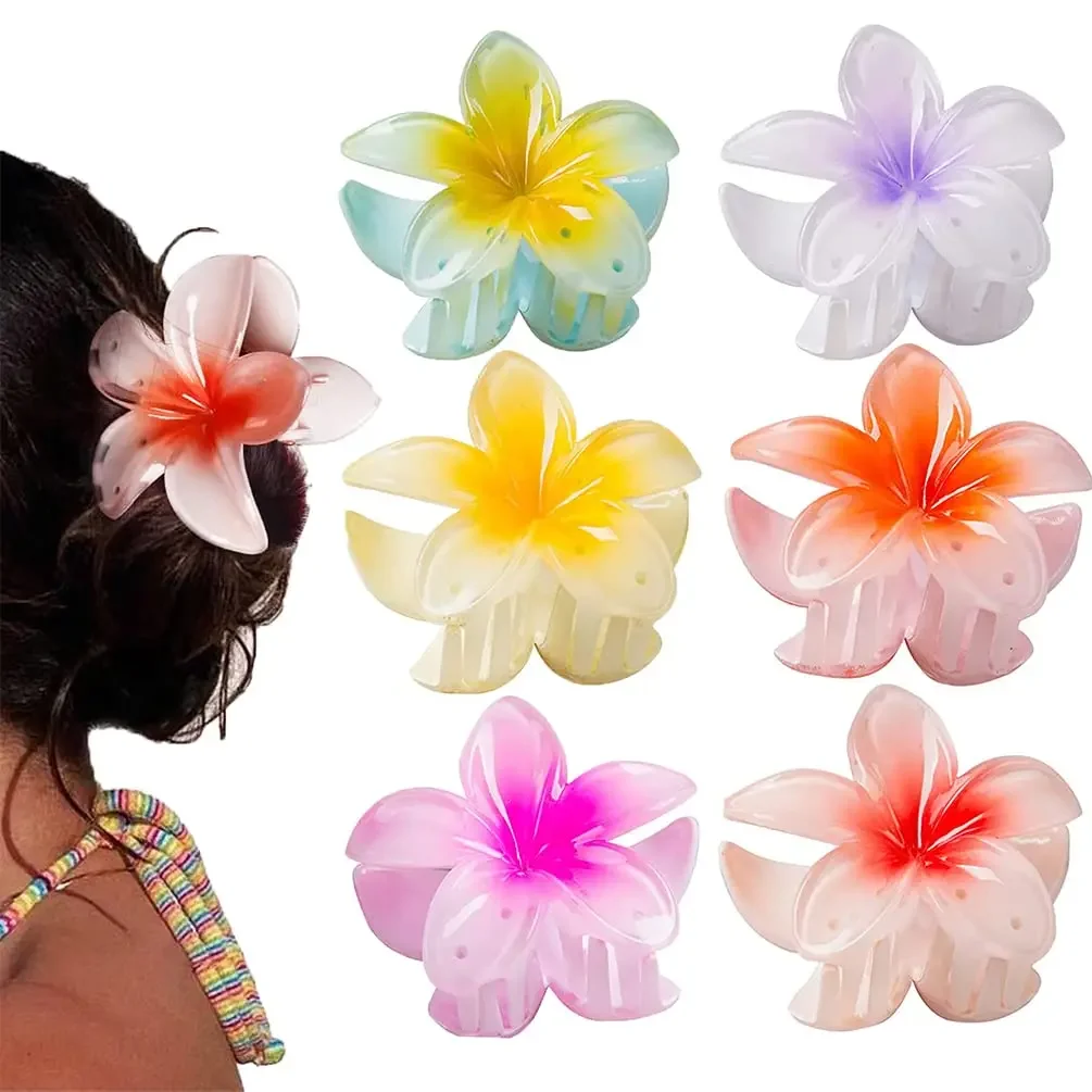 Top Trends: New Gradient Large Flower Acrylic Hair Clip For Women Sweet Hairpins Hair Claws Crab Clamp Barrettes Hawaiian Hair Accessories Shoppable Styles