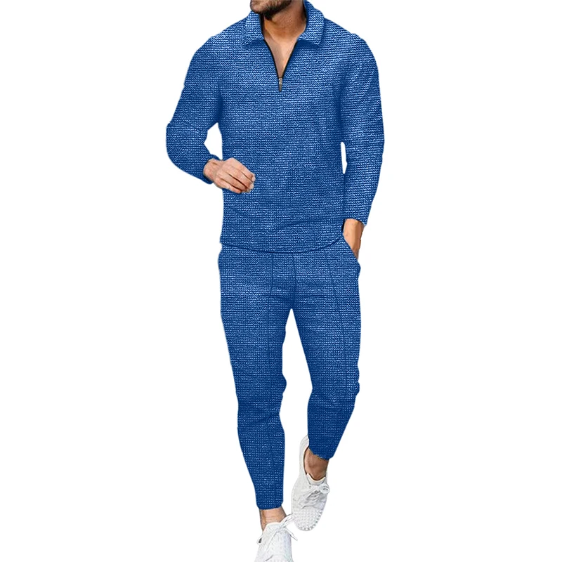 Top Trends: Spring Autumn Solid Color Polo-neck Loose Casual Top Elastic Pants Set Male Fashion Sporty Pullover Tee Sweatpants Suit Homme Shoppable Styles