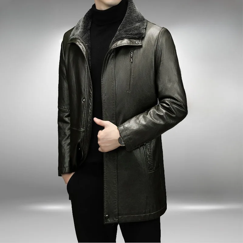 Top Trends: 2023 New Men Fashion Casual Fur Integrated Leather Coat Winter Men Mid-Length Thickened Wool Liner Warm Sheep Leather Jacket Shoppable Styles