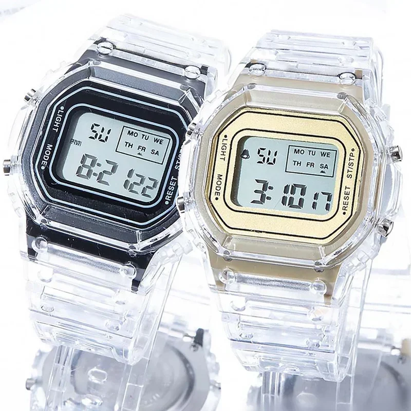 Top Trends: New Men Women Watches Gold Casual Transparent Digital Sport Watch Lover&#039;s Gift Clock Children Kid&#039;s Wristwatch Female Shoppable Styles