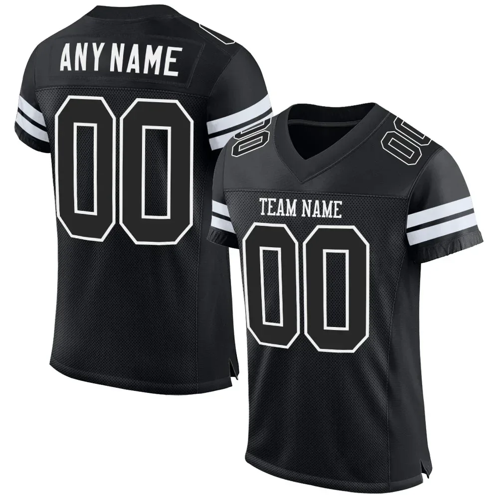 Top Trends: Black Polyester Customized Football Jersey For Men Football Short Sleeves Athletic Tee Shirts Shoppable Styles