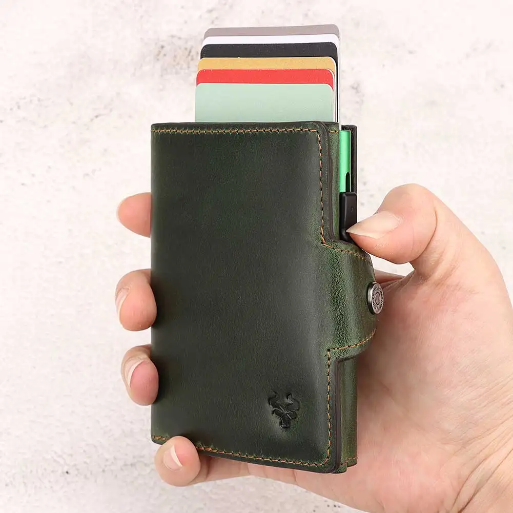 Top Trends: RFID Credit Cards Holder Genuine Leather Wallet With Money Clip Luxury Magic Trifold Wallets Coin Pocket Smart Pop Up Cardholder Shoppable Styles - Image 2