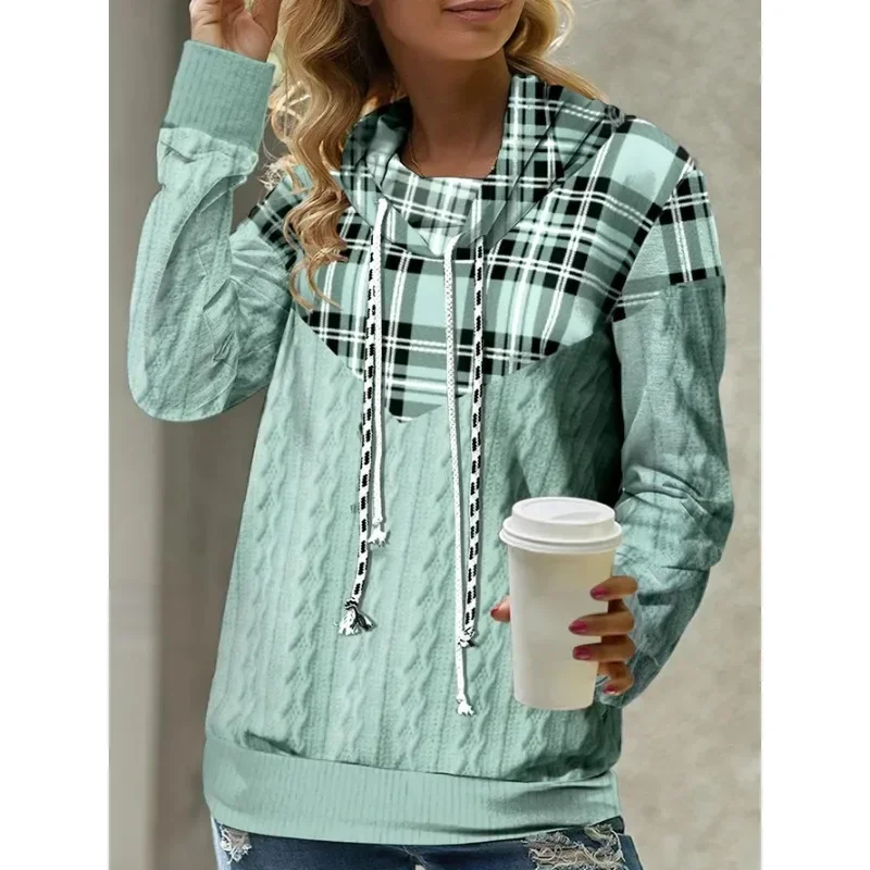 Top Trends: Women&#039;s Spring And Autumn Shirt Casual Loose Sweatshirts High-neck Plaid Long-sleeved Hooded Top Fashion Hoodies Women Pullover Shoppable Styles