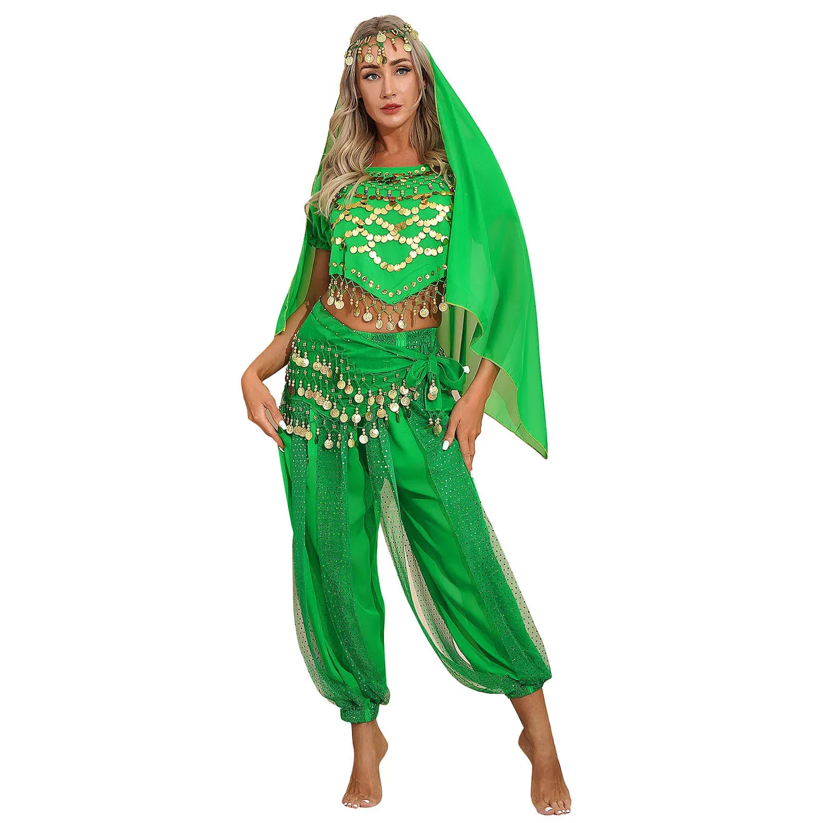 Top Trends: Womens Belly Dance Costume Coins Tassel Bras Top With Harem Pants Hip Scarf Outfit For Fancy Dress Rave Party Stage Performance Shoppable Styles