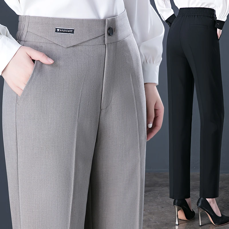 Top Trends: Stretch Suit Pants Women&#039;s Office Work Elastic High Waist Straight Trousers Spring And Autumn New Casual Trousers Shoppable Styles