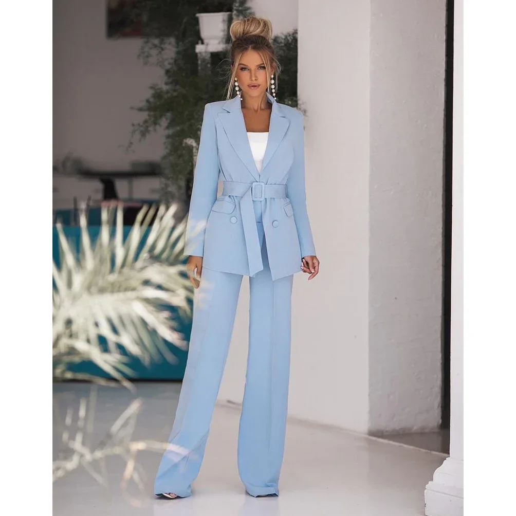 Top Trends: Luxury Women Suits Work Solid Color Notched Lapel Double Breasted Office Lady Casual Balzer Coatume Terno Two Piece Jacket Pants Shoppable Styles