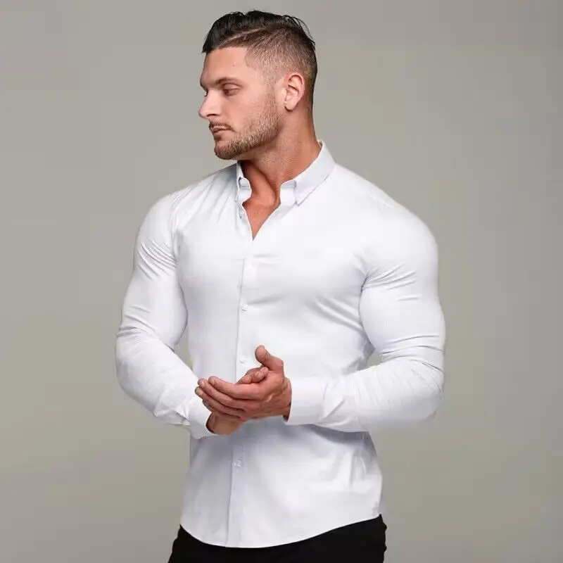 Top Trends: Spring And Summer Wrinkle-free Four-sided Elastic Men&#039;s Shirt Long Sleeve Formal Business Casual Silk Wear Free Iron Shoppable Styles