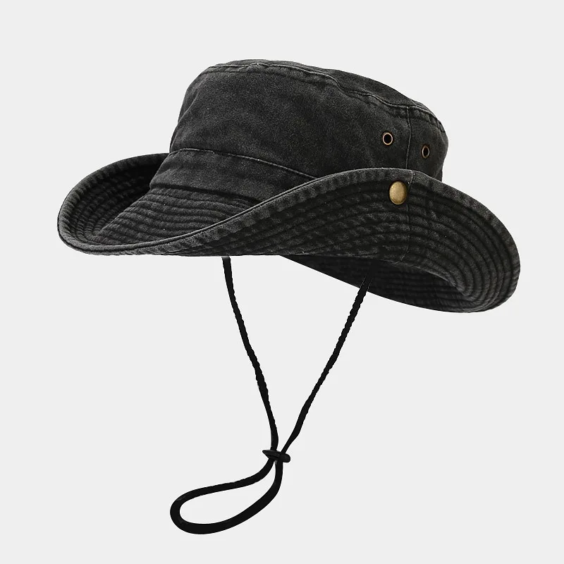 Top Trends: Cotton Stone-Washed Sun Hats For Men Women Wide Brim Fishing Hat Summer Bucket Hat Outdoor Safari Boonie Cap Shoppable Styles - Image 6