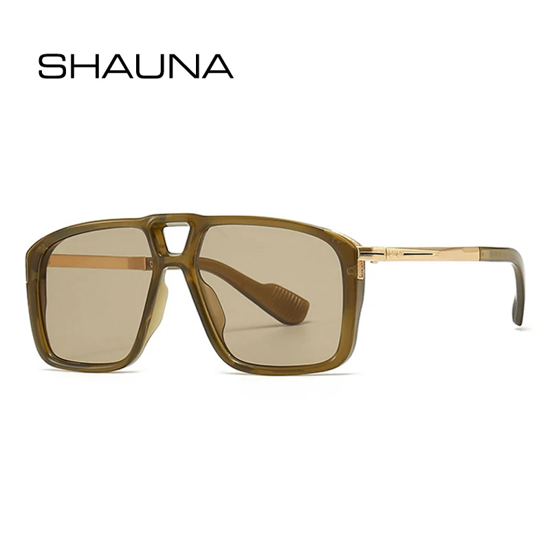 Top Trends: SHAUNA Retro Double Bridges Men Pilot Sunglasses Shades UV400 Fashion Rivets Women Gradient Sun Glasses Shoppable Styles