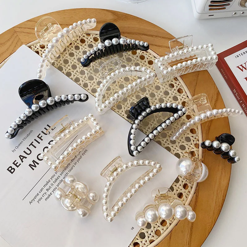 Top Trends: 2023 New Elegant Big Pearls Hair Clip Acrylic Hair Claw Clips Big Size Makeup Hair Styling Barrettes For Women Hair Accessories Shoppable Styles