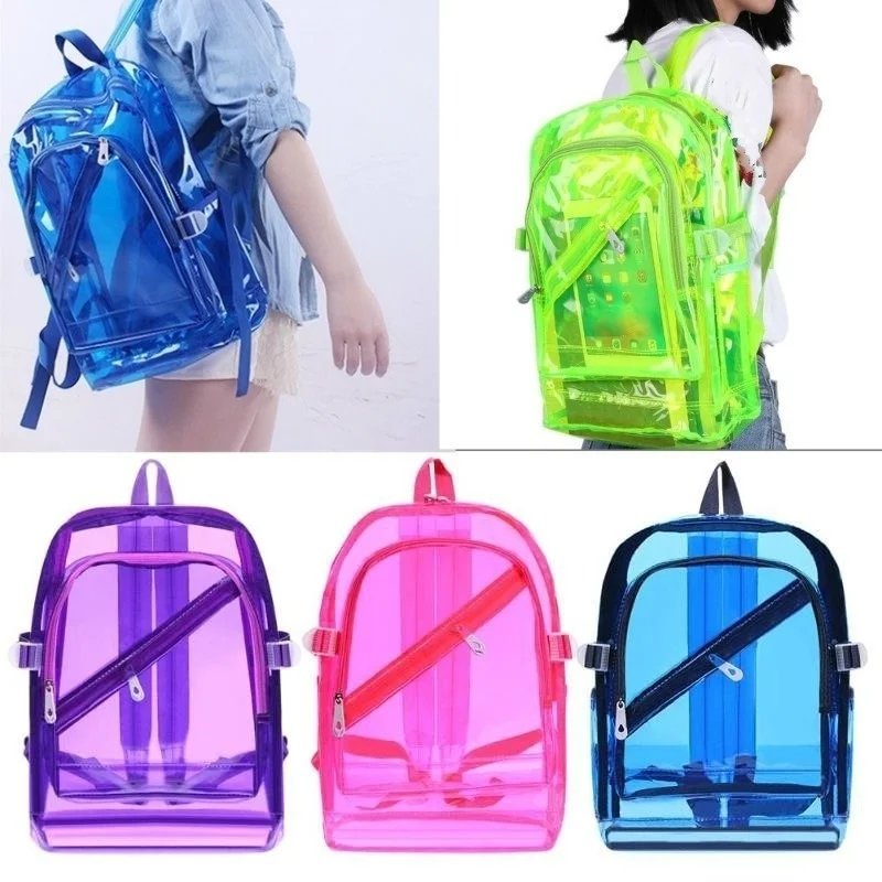 Top Trends: Fashion Transparent Backpack Waterproof PVC Clear Plastic Daily Backpack Mini Teenager Girls Notebook School Bag Shoppable Styles