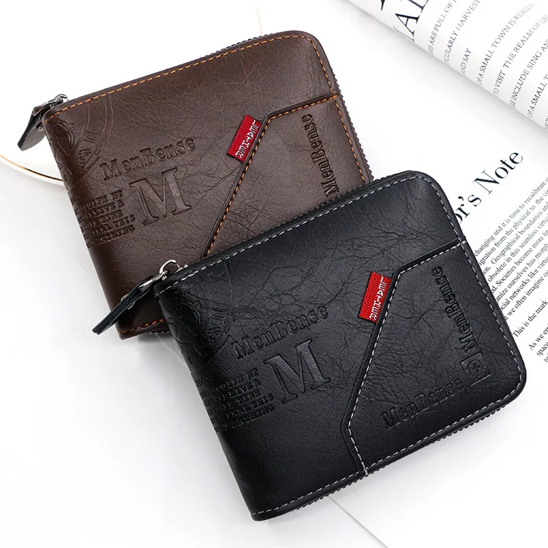 Top Trends: Men&#039;s Wallet Made Of Leather Wax Oil Skin Purse For Men Coin Purse Short Male Card Holder Wallets Zipper Around Money Coin Purse Shoppable Styles