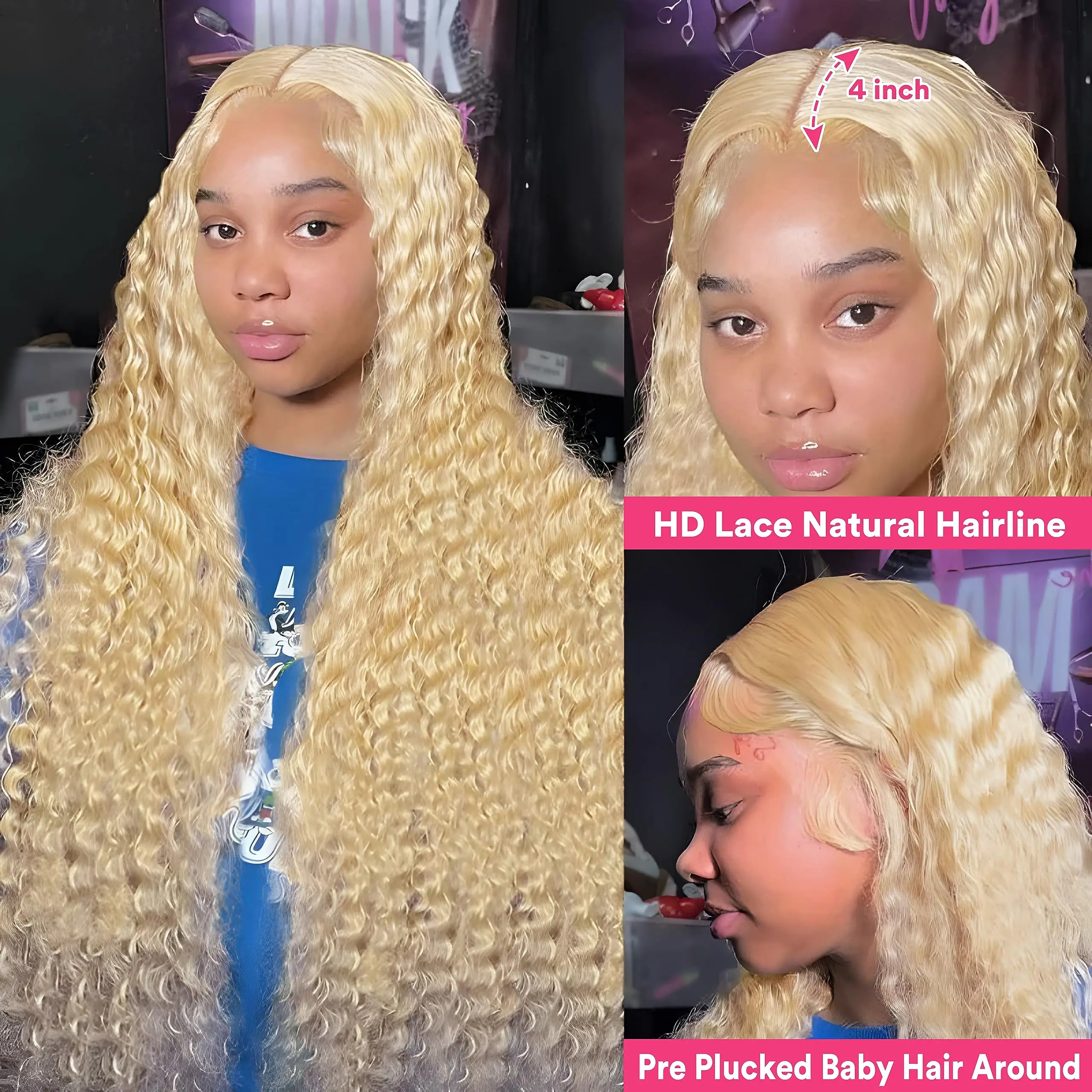 Top Trends: 613 Honey Blonde Deep Wave 13x6 HD Lace Frontal Wig Human Hair Curly Wig 13x4 Lace Front Wig Blonde Wig 180 Density Glueless Wig Shoppable Styles - Image 5