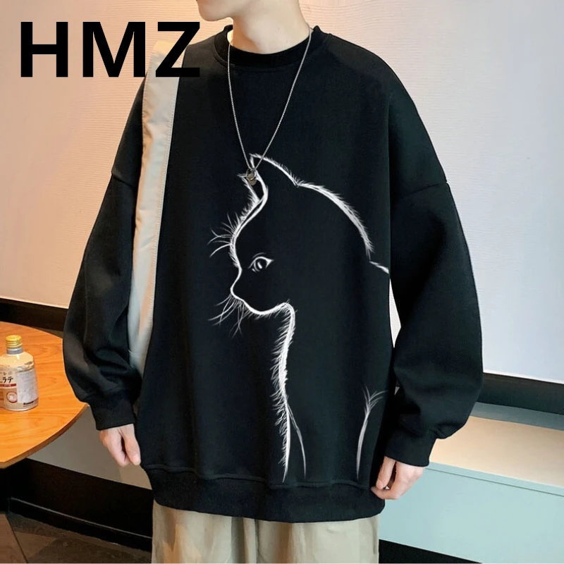 Top Trends: HMZ 2023 Autumn Men Fashion Cat Print Sweatshirts Harajuku Streetwear Men Jogger Sweatshirt Casual Clothes High Street Pullovers Shoppable Styles