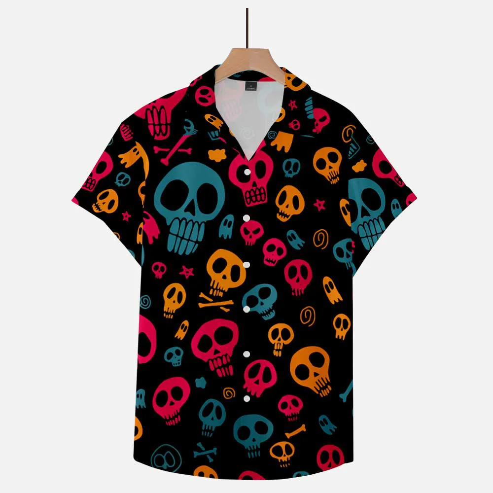 Top Trends: 2021 Men's Summer Casual Short Sleeve Shirts Halloween Skull 3d Print Hip Hop Shirts Plus Size Shoppable Styles