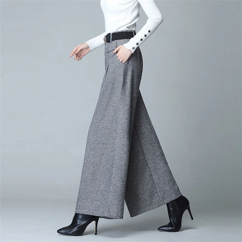 Top Trends: 2023 Fashion Spring Autumn Woolen Wide Leg Pants Trousers Women Pleated Casual Pants Skirt Pants Straight Pants Fat Leg Pants Shoppable Styles - Image 4