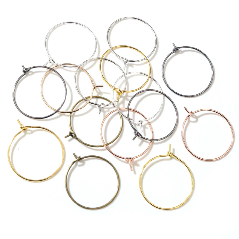 Top Trends: 50pcs / lot 20 25 30 35 Mm KC Gold Silver Color Hoops Earrings Big Circle Ear Hoops Earrings Wires For DIY Jewelry Making Supplies Shoppable Styles