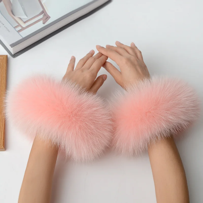 Top Trends: Real Fox Fur Cuffs Arm Sleeve Warmer Lady Bracelet Real Fur Wristband Glove Women's Coat Wrist Furry Warm Cuff Shoppable Styles