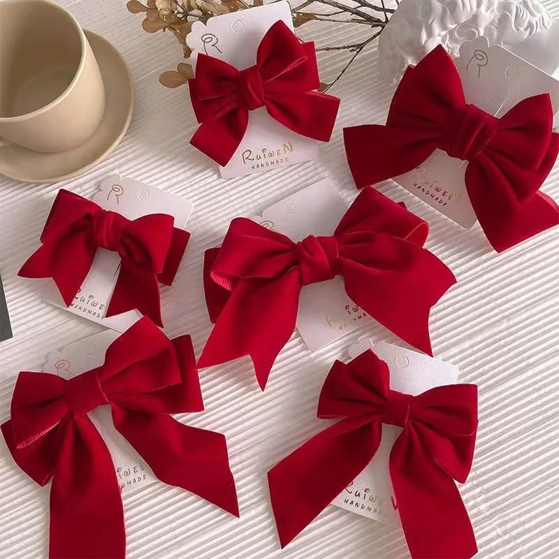 Top Trends: Bow Hairpin Christmas Party Hair Clips Satin Velvet Large Bowknot For Women Elegant Princess Ladies Hair Accessories Barrettes Shoppable Styles