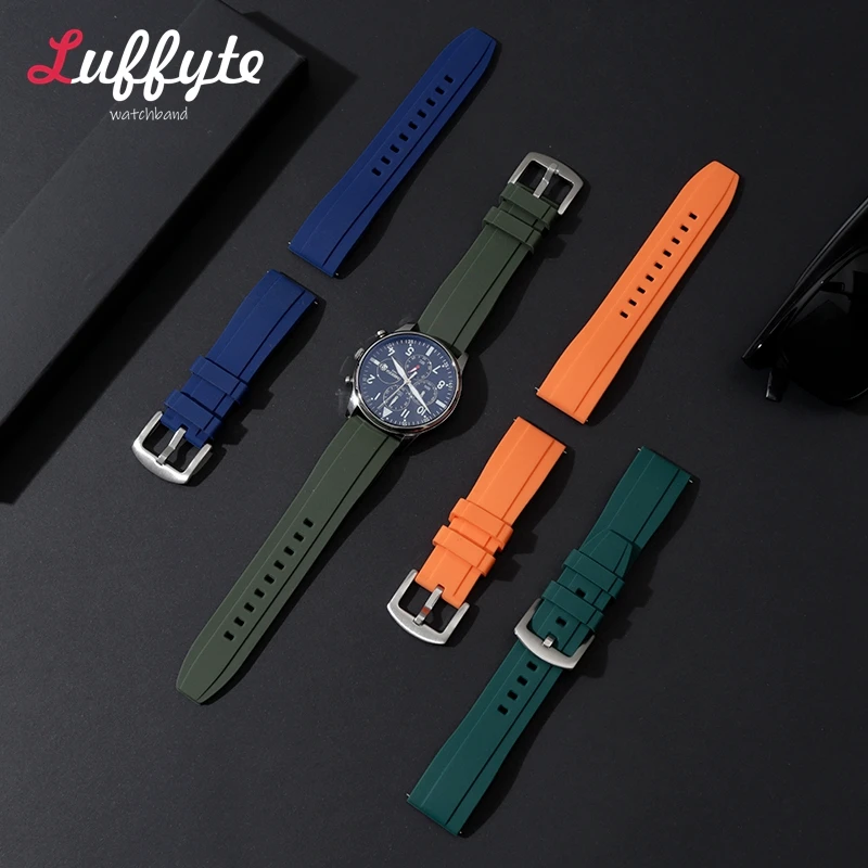 Top Trends: Quick Relase Silicone Watch Strap 20mm 22mm Sports Waterproof Rubber Watchband With Stainless Steel Buckle Smartwatch Band Shoppable Styles