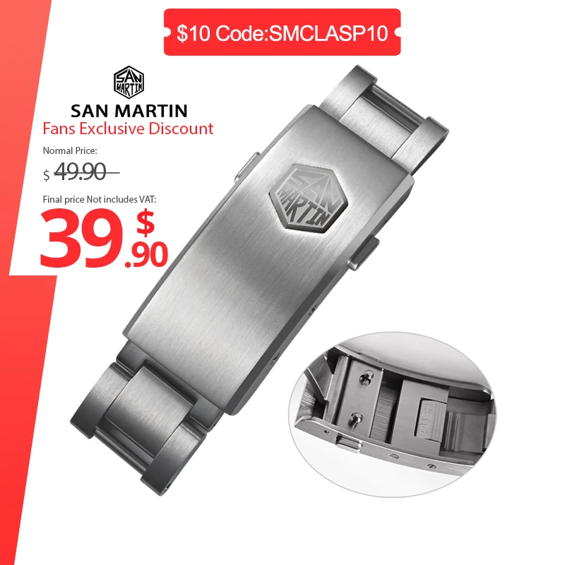 Top Trends: San Martin New Fly Adjustable Clasp Watch Parts Bracelet Clasp For 16mm Specified Model Buckle Folding Clasp Non-universal Shoppable Styles