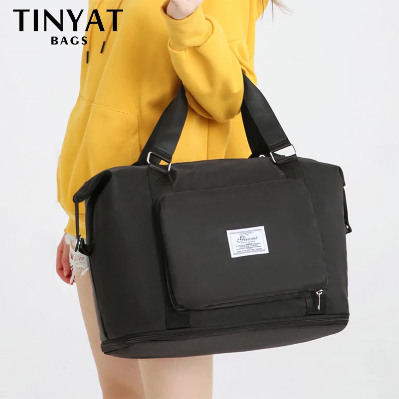 Top Trends: TINYAT Large Capacity Traveling Bags For Ladies Foldable Women Travel Backpack Sports Gym Yoga Waterproof Bag Duffle Handbag Shoppable Styles