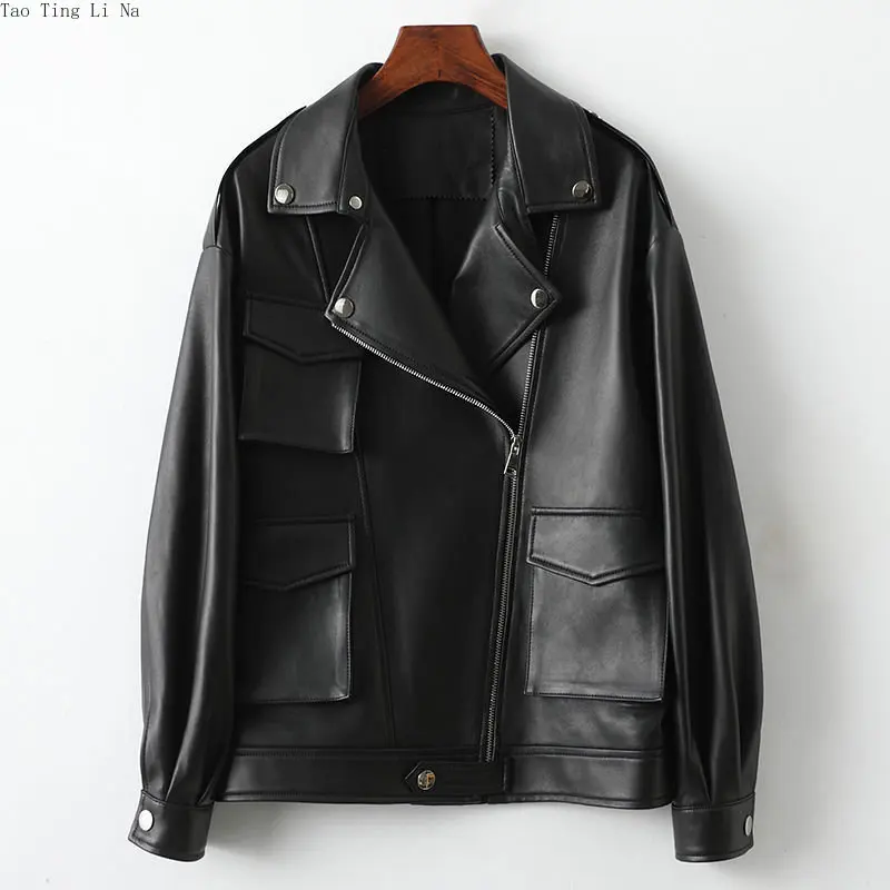 Top Trends: 2023 Women New Spring Genuine Sheepskin Leather Coat Fashion Real Sheep Leather Jacket H4 Shoppable Styles