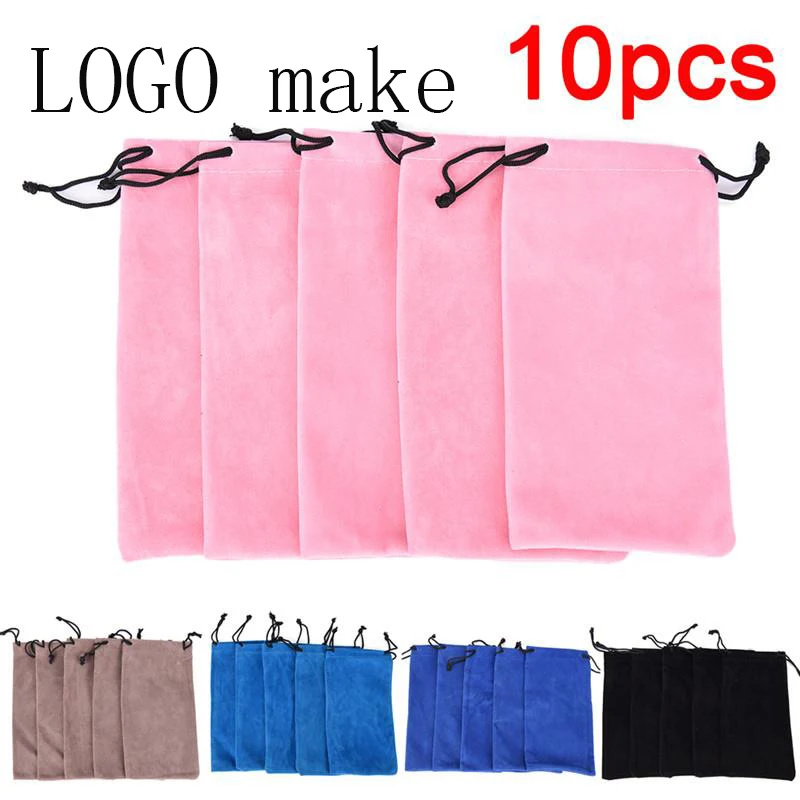 Top Trends: 10pcs Glasses Case Cloth Glasses Bag New Drawstring Sunglass Bag In Brand Logo Making Soft Eyeglasses Pouch Eyewear Cases Bags Shoppable Styles