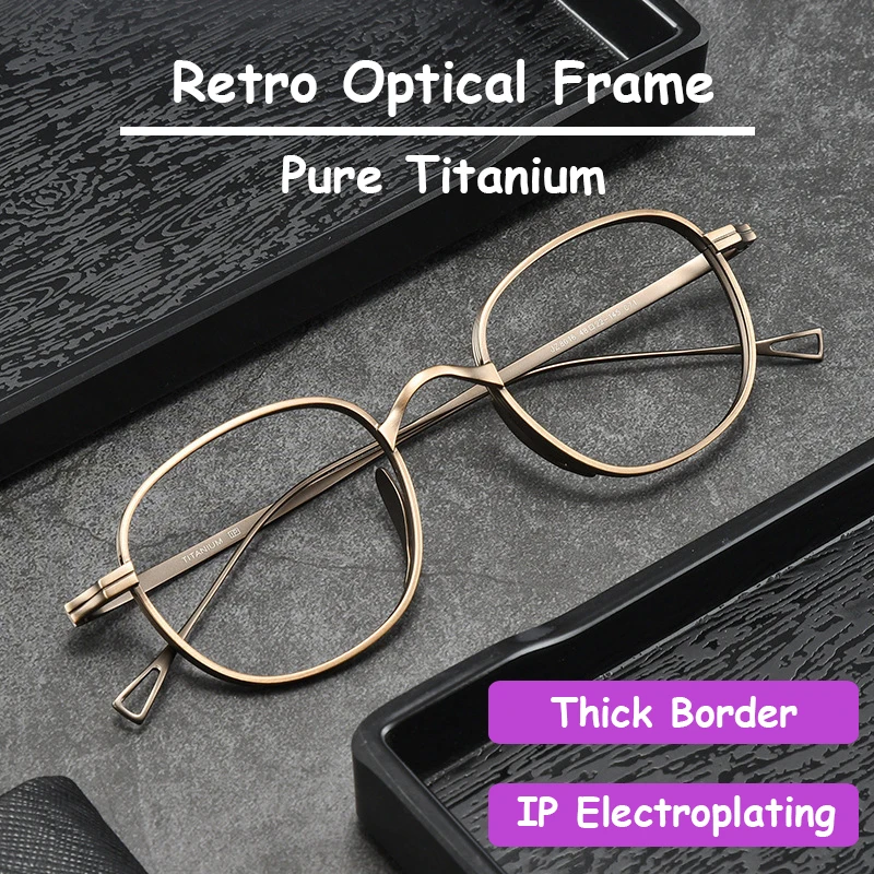 Top Trends: Retro Design Round Optical Frame Pure Titanium Vintage Glasses With Myopia / Photochromic Prescription Eyeglasses Shoppable Styles