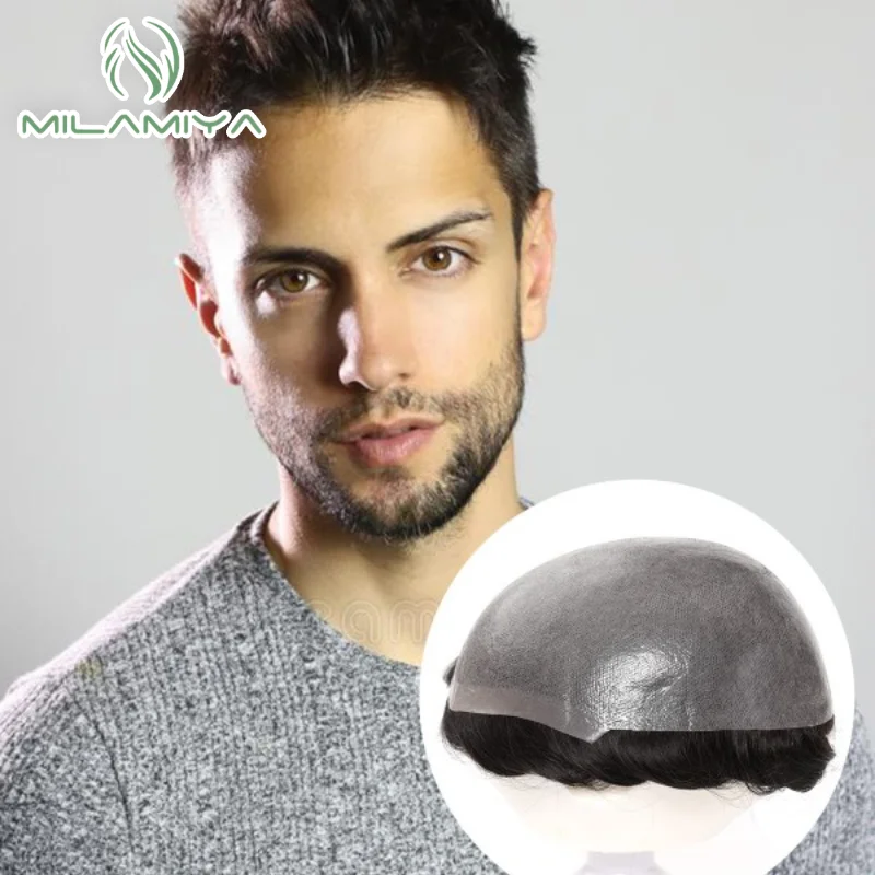 Top Trends: Male Hair Prosthesis 0.12-0.14mm Injection Skin Toupee Men Durable Wigs For Men 100% Human Hair System Unit Capillary Prosthesis Shoppable Styles