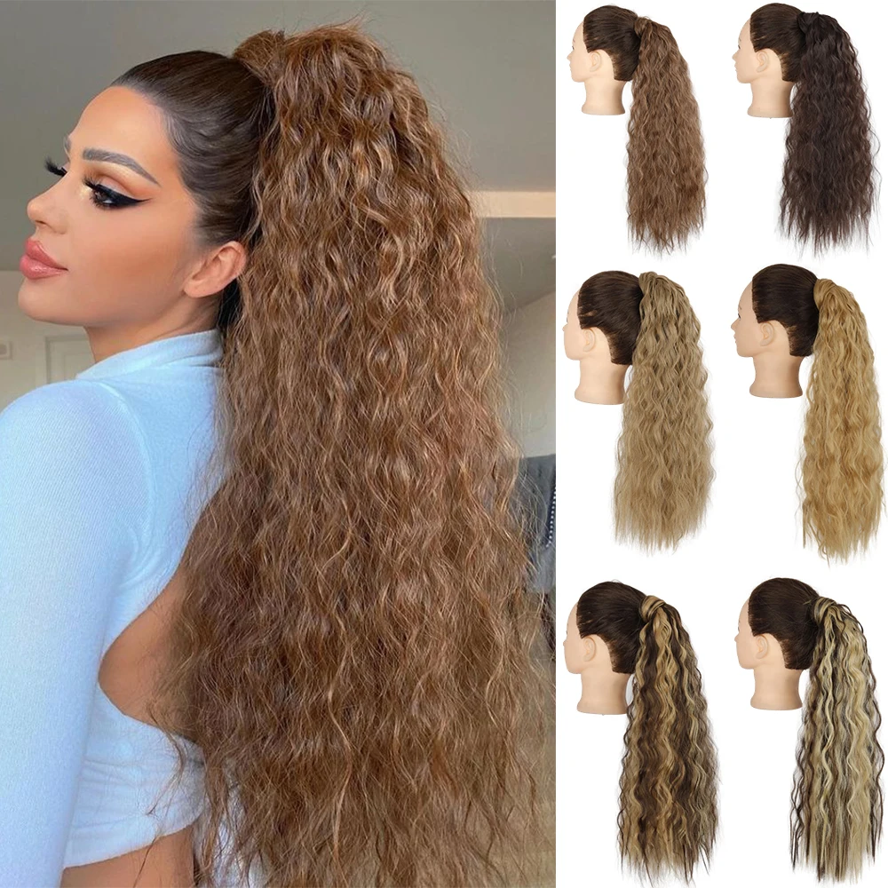 Top Trends: XINRAN Synthetic Long Fake Hair Pieces Drawstring Ponytail Extensions Corn Curly For Women High Temperature Fiber Hair Extension Shoppable Styles