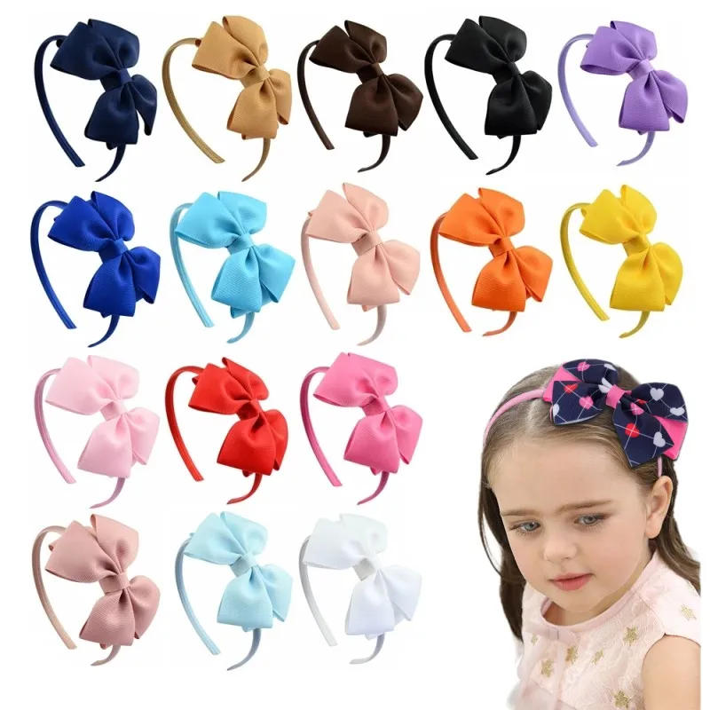 Top Trends: 1Piece Solid Colors Cute Bowknot Hair Band For Baby Girls Ribbon Handmade Hair Bows Hairbands Headband Headwear Hair Accessories Shoppable Styles